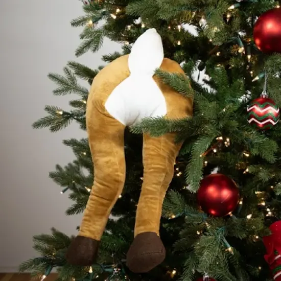 Northlight 20" Plush Hanging Reindeer Legs Christmas Decoration image {1}