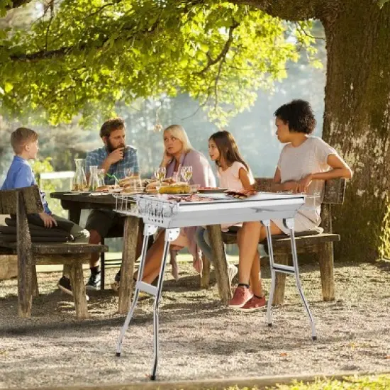 NAYSAYE Grill Racks Portable Stainless Steel BBQ Grill Durable for Outdoor and Home Use, Silver, 39.3"*12.2"*27.9" image {1}