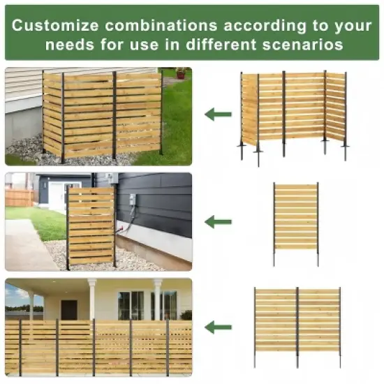 72.8" H x 38.5" W Cedar Wood Privacy Fence Screen, Outdoor Privacy Fence for AC Unit, Trash Can, Pool Equipment Enclosure - The Pop Home image {3}