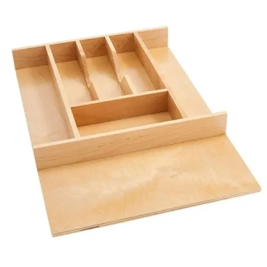 Rev-A-Shelf Trim-to-Fit Silverware Drawer Organizer For Kitchen Utensil Cutlery Cabinet Storage, Natural Maple Wood Compartment Tray Insert image {6}