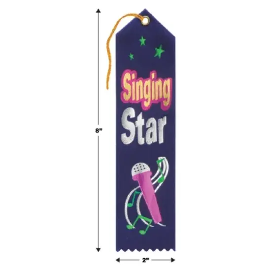 Beistle Singing Star Award Ribbon, 2" x 8", (6/Pkg) Multicolored image {2}