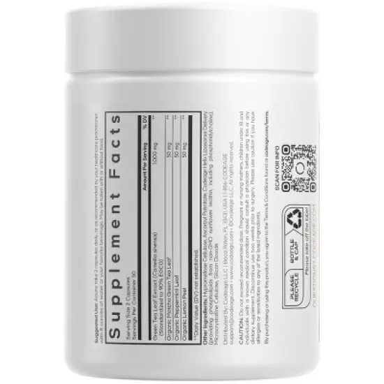 Codeage Liposomal Green Tea+, EGCG 90%, Organic Matcha Green Tea, Peppermint Leaf, Lemon Peel - 60 ct image {1}