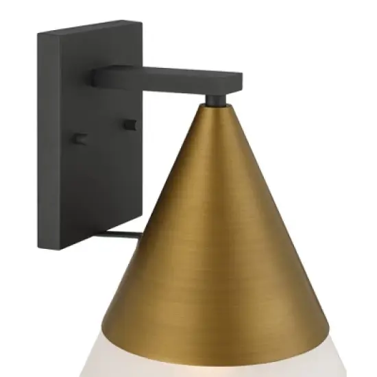 Possini Euro Design Possini Euro Leo 10"H Sand Black and Brass Outdoor Wall Light Set of 2 image {4}