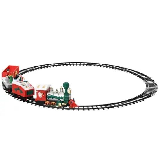 Qaba Electric Train Set for Kids, Battery-Powered Christmas Train Toy Set with Sounds & Lights, Classic Toy Train Set with Gifts Box for 3-8 Years Old image {3}