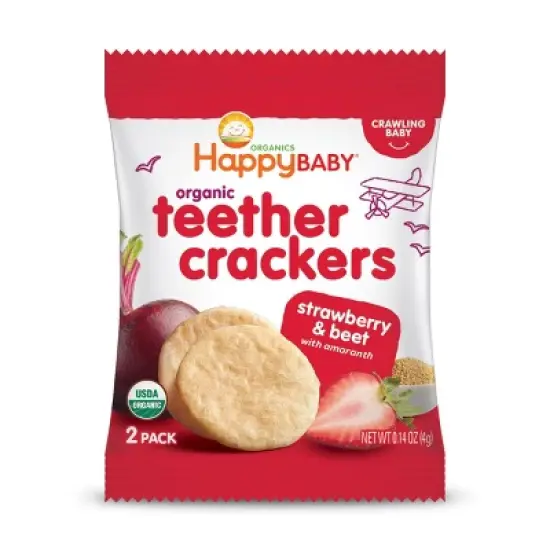 HappyBaby Strawberry & Beet Organic Teether Crackers - 12ct/0.14oz Each image {5}