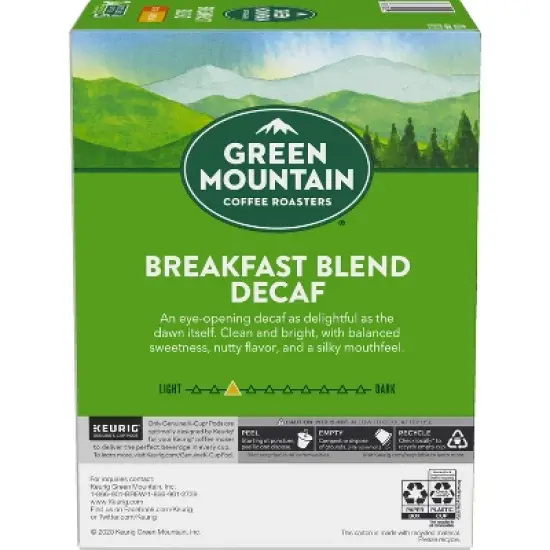 24ct Green Mountain Coffee Breakfast Blend Decaf Keurig K-Cup Coffee Pods Decaffeinated Light Roast image {7}