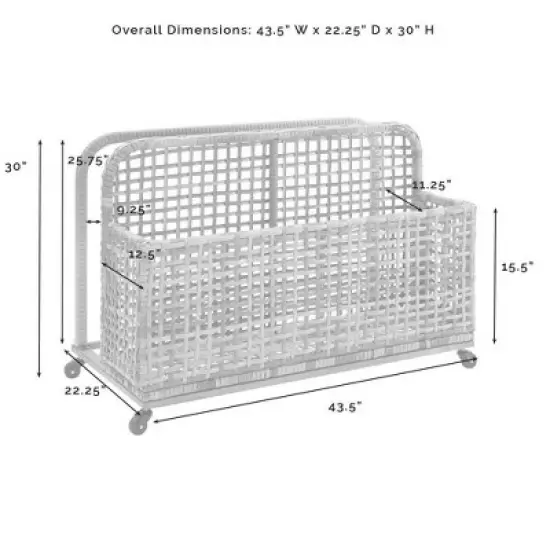 Ridley Outdoor Wicker & Metal Pool Storage Caddy - Gray - Crosley image {9}