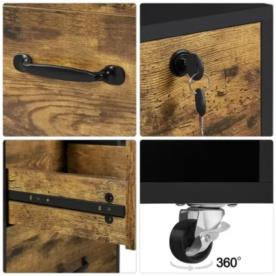 Yaheetech Mobile Letter Size Rolling File Cabinet With Drawers and Storage Shelves for Home Office image {5}