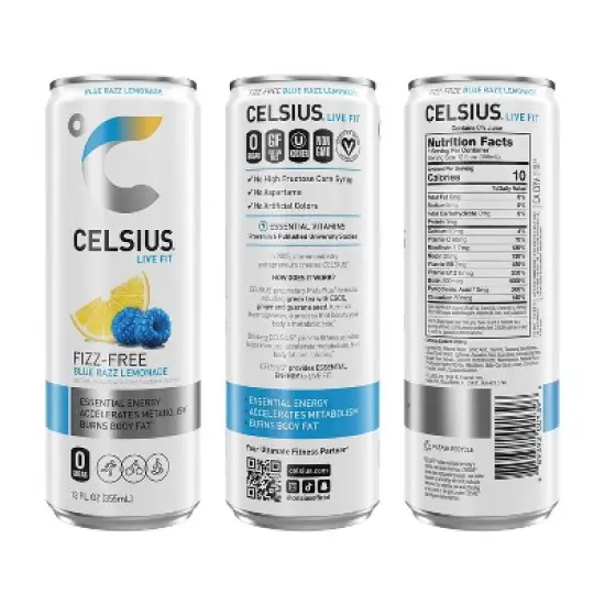 CELSIUS Fizz Free Blue Razz Lemonade Functional Energy Drink - 12 fl oz Can image {1}