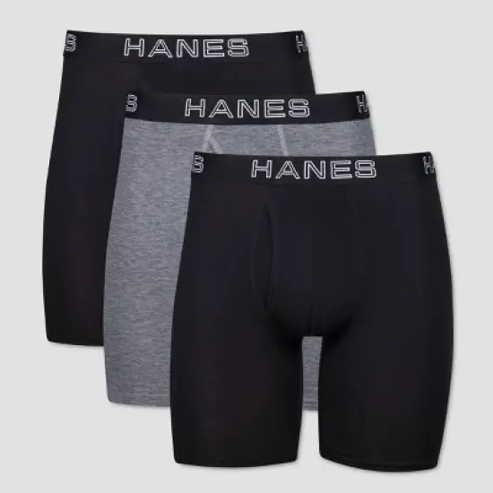 Hanes Premium Men's Long Leg Boxer Briefs with Anti Chafing Total Support Pouch 3pk - Black/Gray image {6}