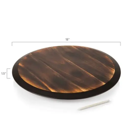 Picnic Time Lazy Susan Fire Acacia Wood Serving Tray: Round Brown Easy-To-Spin Design, 18" Diameter image {4}