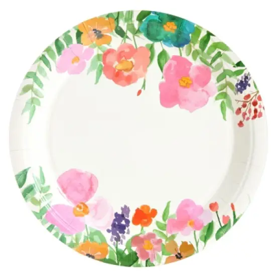 144 Piece Watercolor Tea Party Supplies with Pink Floral Paper Plates, Napkins, Cups, and Cutlery, Disposable Tableware Set, Serves 24 image {3}