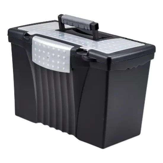 Storex Portable Letter/Legal Filebox with Organizer Lid, Letter/Legal Files, 14.5" x 10.5" x 12", Black image {7}