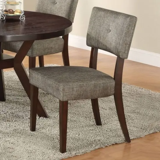 Se of 2 20" Drake Dining Chairs Gray Fabric/Espresso - Acme Furniture image {4}