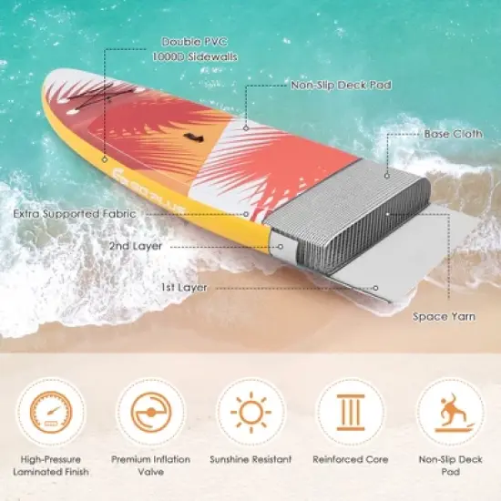 Costway 10.5' Inflatable Stand Up Paddle Board Surfboard W/ Aluminum Paddle Pump image {7}