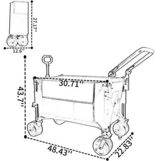 RISOKEYS Folding Wagon Cart - Portable Large Capacity All-Terrain Utility Wagon with 360&deg; Wheels,for Camping,Beach,Shopping,Outdoor,Family Use image {2}