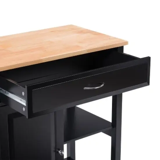 Sage Wood Kitchen Cart with Cupboard Black - CorLiving image {7}