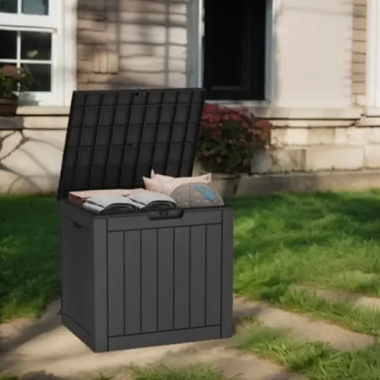 NAYSAYE Deck Box 30 Gal Outdoor Storage Deck Box, Small Patio Storage Bin for Garden Tools image {4}