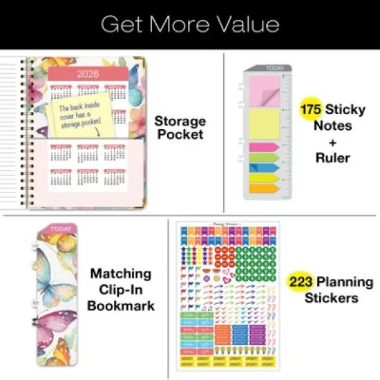 Global Printed Products Hardcover AY 2025-2026 Fashion Planner - 8.5"x11" (Watercolor Butterflies) image {6}