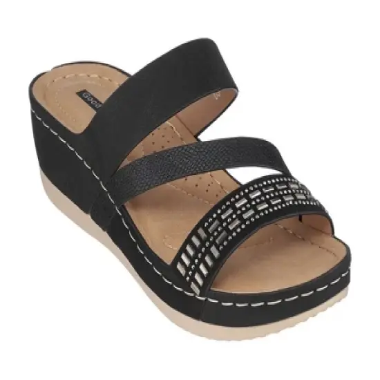 GC Shoes Tera Embellished Comfort Slide Wedge Sandals image {5}
