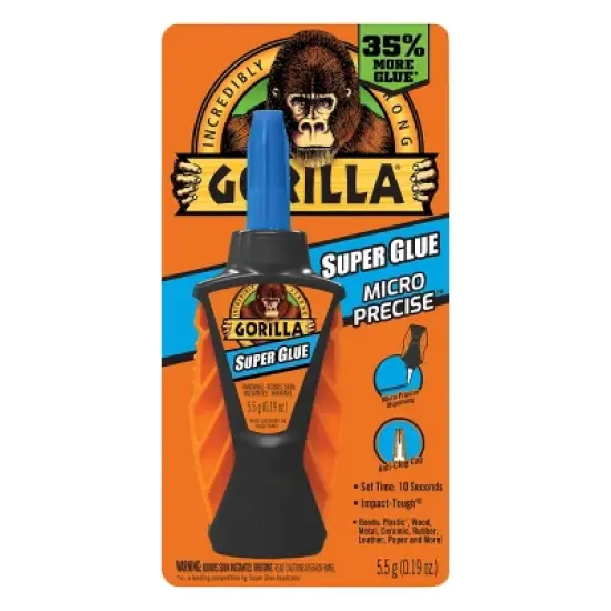 Gorilla 0.17fl oz 5.5g Micro Precise Super Glue Clear: Fast Drying, Wood & Metal Adhesive, Stationery & Office Use image {3}