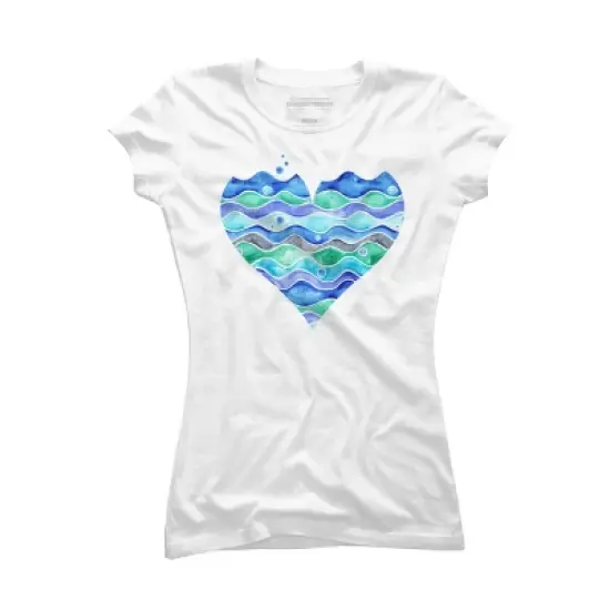 Junior's Design By Humans A Sea of Love (white) By Timone T-Shirt image {4}