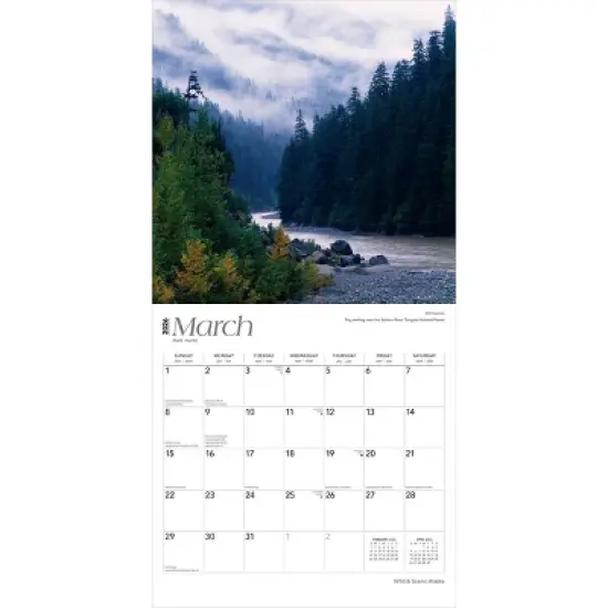 BrownTrout Alaska Wild and Scenic 2026 12"x24" Hanging Square Wall Calendar Plastic-Free image {2}