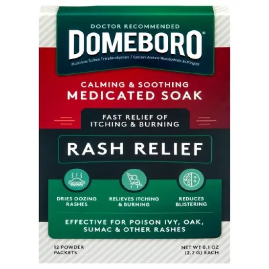 Domeboro Calming & Soothing Medicated Soak Rash Relief Astringent Powder Solution, 12 Ct image {10}