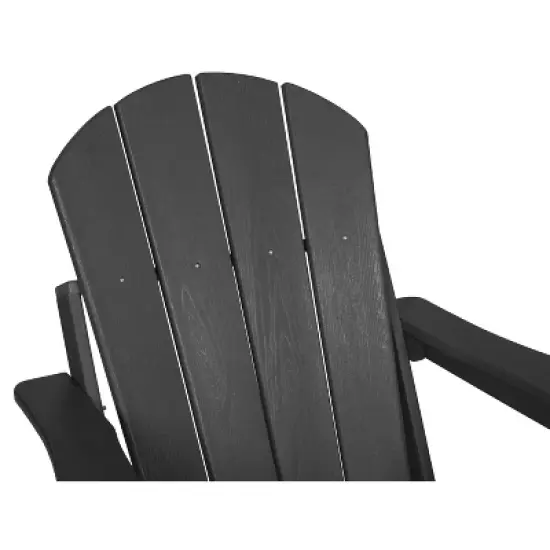Akoasm Composite Foldable Wood Texture Adirondack Chair With Dual Cup Holder-Gray image {7}