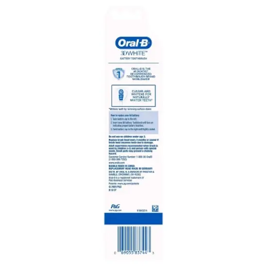 Oral-B 3D White Battery Power Electric Toothbrush - 1ct image {2}