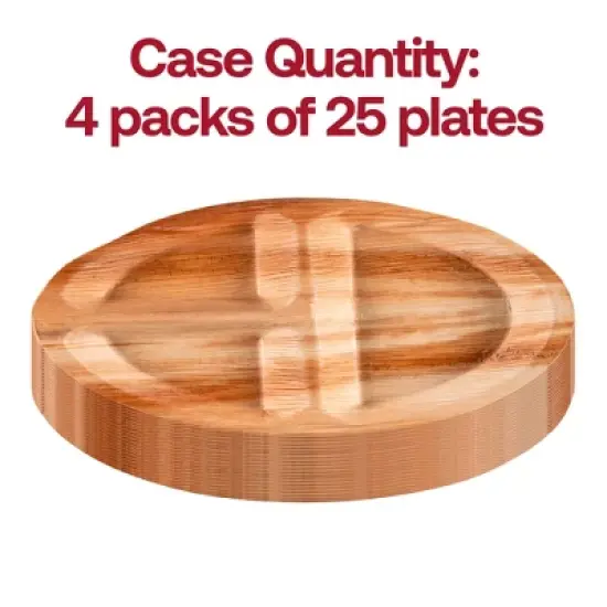 Smarty Had A Party 10" Palm Leaf 3-Partition Eco Friendly Dinner Plates - 100 pcs image {3}