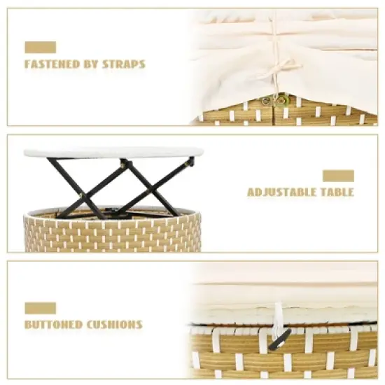 Whisen Outdoor Rattan Sectional Sofa Set with Retractable Canopy & Removable Cushion image {5}