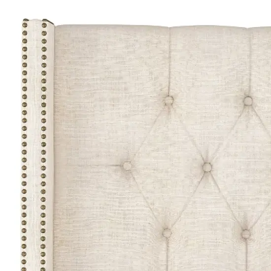 Louis Diamond Tufted Wingback Linen Bed - Skyline Furniture image {3}