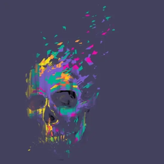 Women's Design By Humans Defragged Colorful Skull By DBHOriginals Racerback Tank Top image {1}