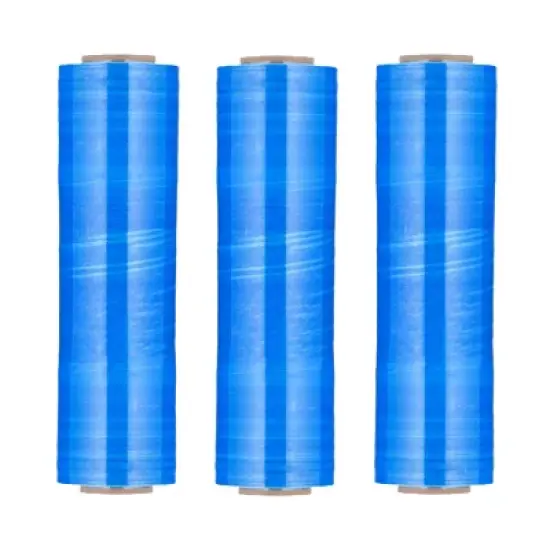 PSBM 4 Rolls 17" x 1476' (34 Gauge) Packing Pre-Stretch Film Hand Shrink Wrap - Blue image {8}