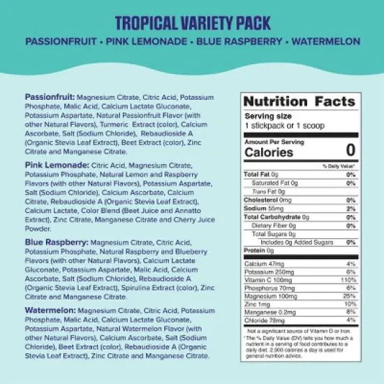 Ultima Replenisher Daily Hydration Electrolyte Stick Packs - Tropical Variety Pack - 2.4oz/20ct image {1}