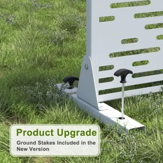 Pexfix 72 x 35 Inch Metal Privacy Screen Freestanding Outdoor Divider Panel For Patio Deck Balcony Heavy Duty Base Weatherproof White Light Shadow image {4}