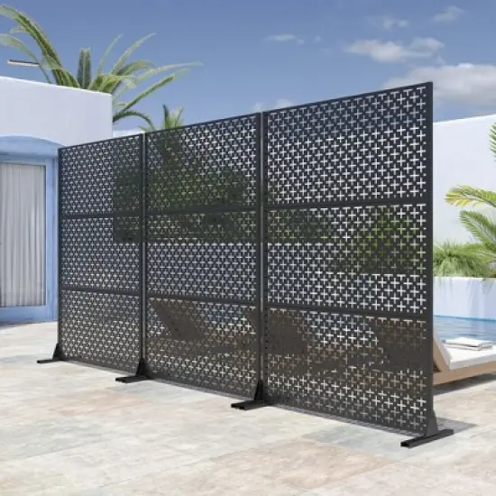 PexFix 72 in. H x 47 in. W Outdoor Metal Privacy Screen Garden Fence Symbol Pattern Wall Applique image {3}