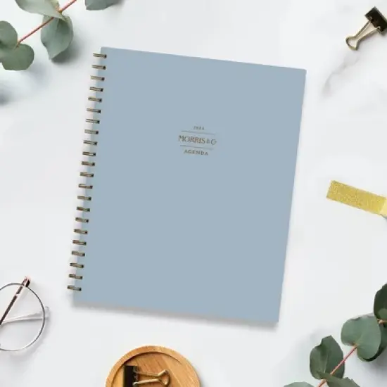 Morris & Co. by Blue Sky 8.5"x11" 2026&nbsp;Weekly/Monthly Wirebound Planner Hardcover Solid Dearle Blue image {1}