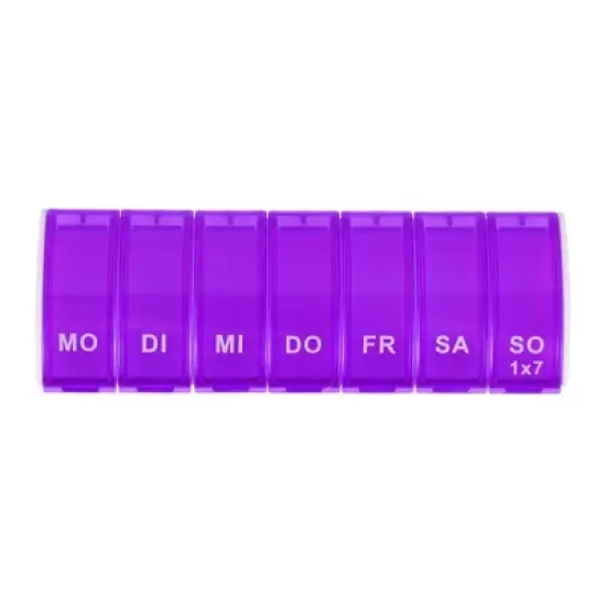 Unique Bargains 7 Compartment Single Row Pill Case Rose Red 1Pc image {9}