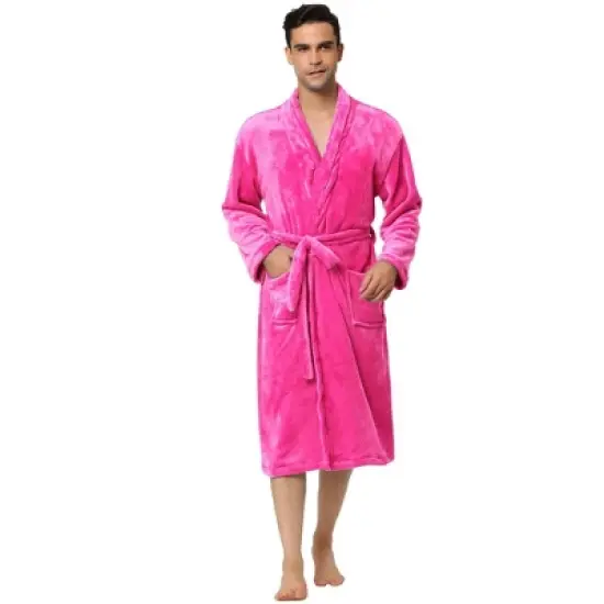 Lars Amadeus Men's Plush Shawl Collar Robe Long Sleeves Spa Bathrobe image {5}