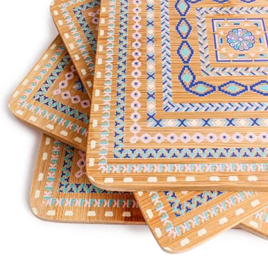 BergHOFF Bamboo Multi-Colored Trivet, Set of 4 image {2}