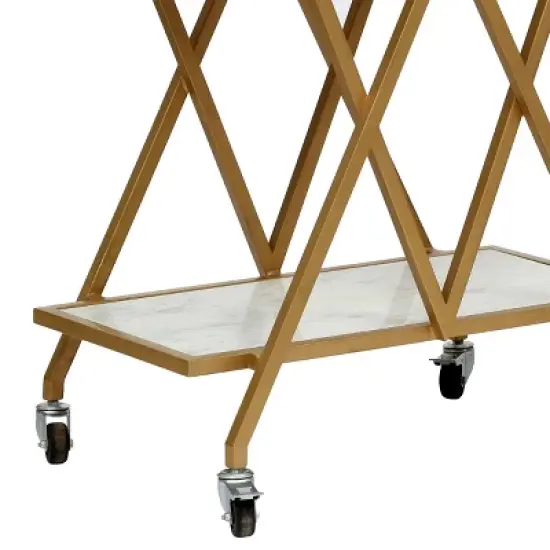 Chaves Handcrafted Modern Glam Marble Bar Cart Gold/White - Christopher Knight Home image {6}