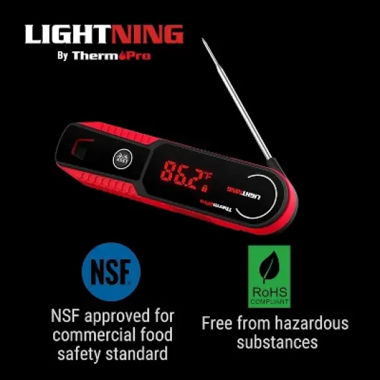 ThermoPro Lightning 1-Second Professional-Grade Meat Thermometer, Motion Sensor and Ambidextrous Rotating Display Food Thermometer image {1}