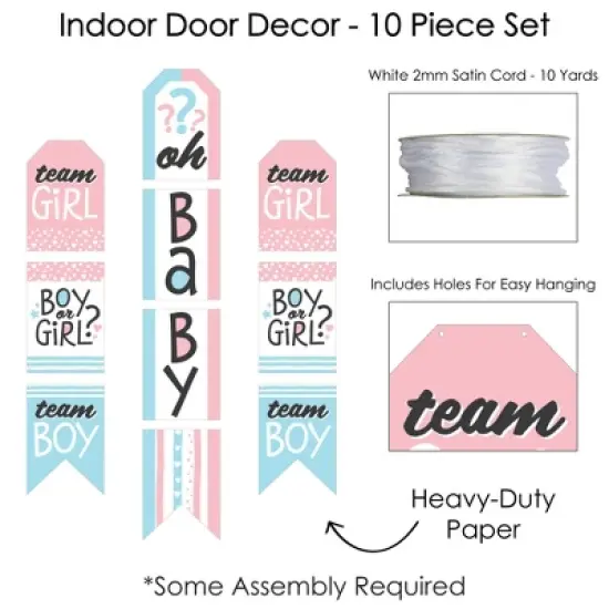 Big Dot of Happiness Baby Gender Reveal - Hanging Vertical Paper Door Banners - Team Boy or Girl Party Wall Decoration Kit - Indoor Door Decor image {3}