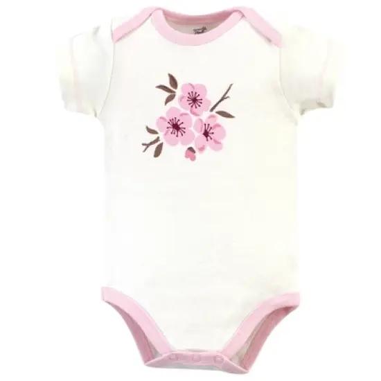 Touched by Nature Baby Girl Organic Cotton Bodysuits 5pk, Cherry Blossom image {5}
