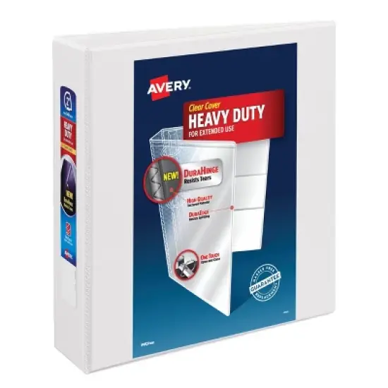 Avery 2" One Touch Slant Rings 540 Sheet Capacity Heavy-Duty NonStick View Binder White: Polypropylene, 4 Pockets image {4}