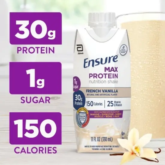 Ensure Max Protein Nutrition Shake, French Vanilla, 11 fl oz, 12 Count image {1}