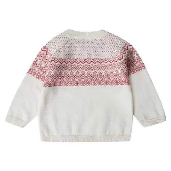 Stellou & Friends 100% Cotton Knit Norwegian Jacquard Design Baby Toddler Boys Girls Long Sleeve Crew Neck Sweater with Shoulder Buttons image {2}