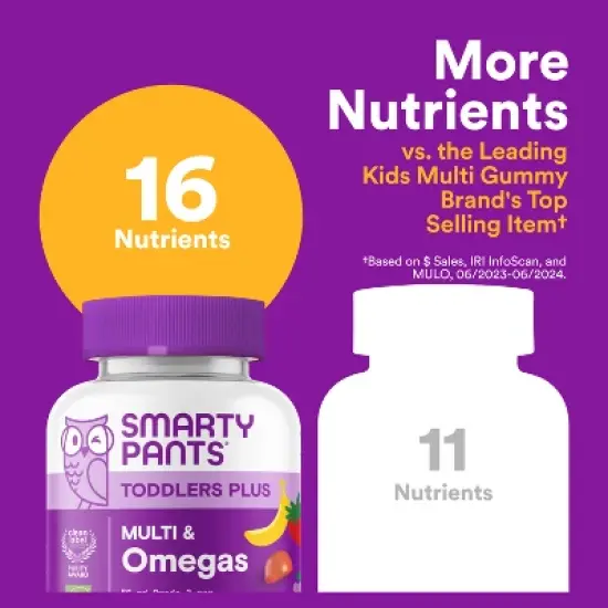 SmartyPants Toddler Plus Multivitamin & Omegas Gummies with Vitamins C, D3, B12 & Zinc - 60ct image {8}